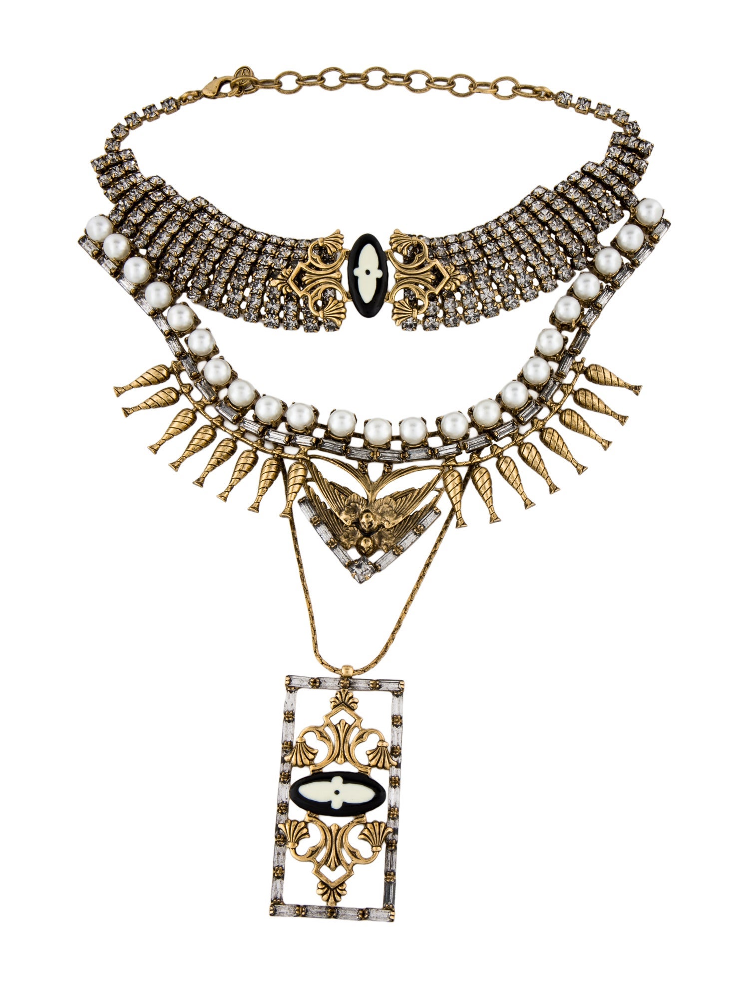 DYLANLEX Faux Pearl, Crystal & Resin Pendant Multistrand Necklace