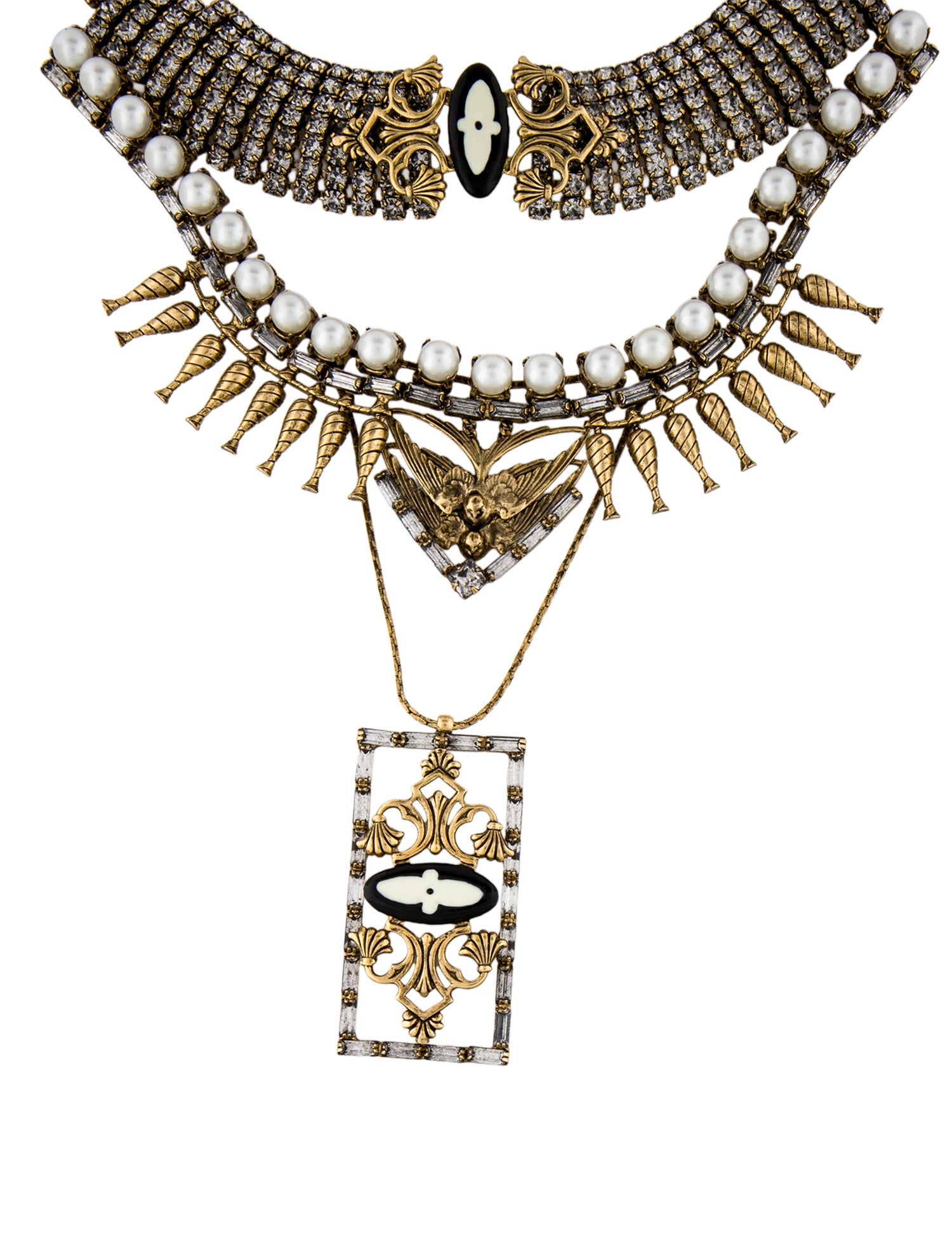 DYLANLEX Faux Pearl, Crystal & Resin Pendant Multistrand Necklace