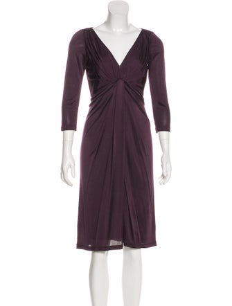 David Meister V-Neck Knee-Length Dress