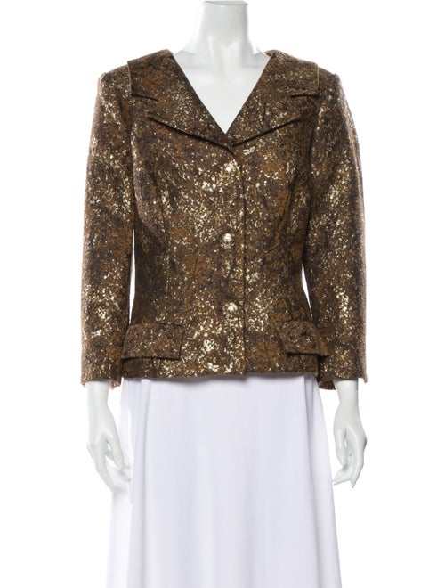 David Meister Printed Evening Jacket Brown
