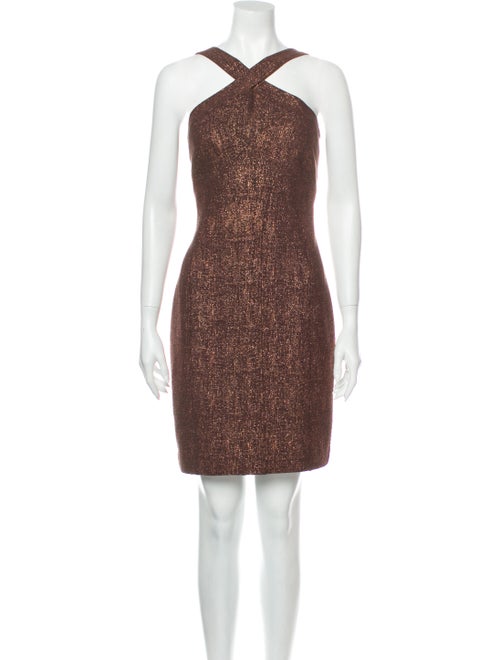 David Meister Halterneck Mini Dress Brown