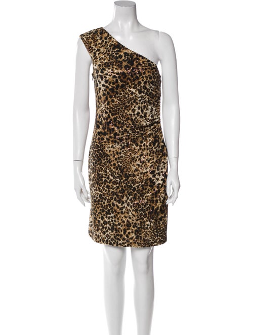 David Meister Animal Print Mini Dress Brown