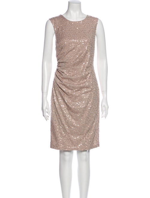 David Meister Scoop Neck Knee-Length Dress Brown