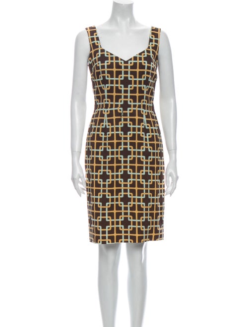 David Meister Printed Knee-Length Dress Brown