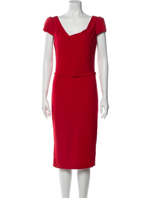 David Meister Asymmetrical Midi Length Dress Red