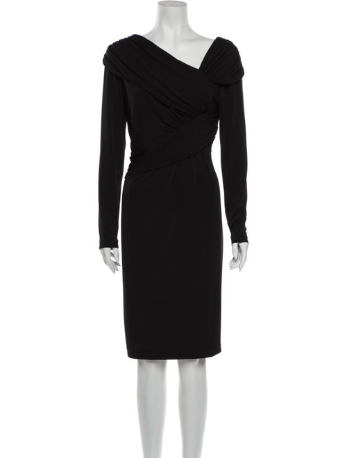 David Meister Asymmetrical Knee-Length Dress Black