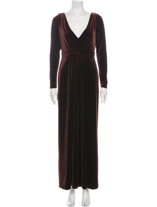 David Meister V-Neck Long Dress Brown