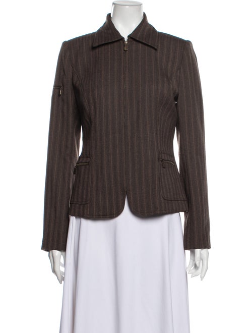 David Meister Striped Blazer Brown