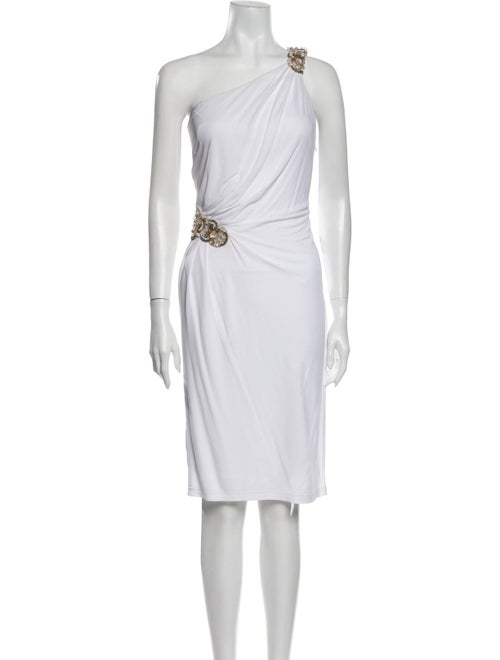 David Meister One-Shoulder Knee-Length Dress White