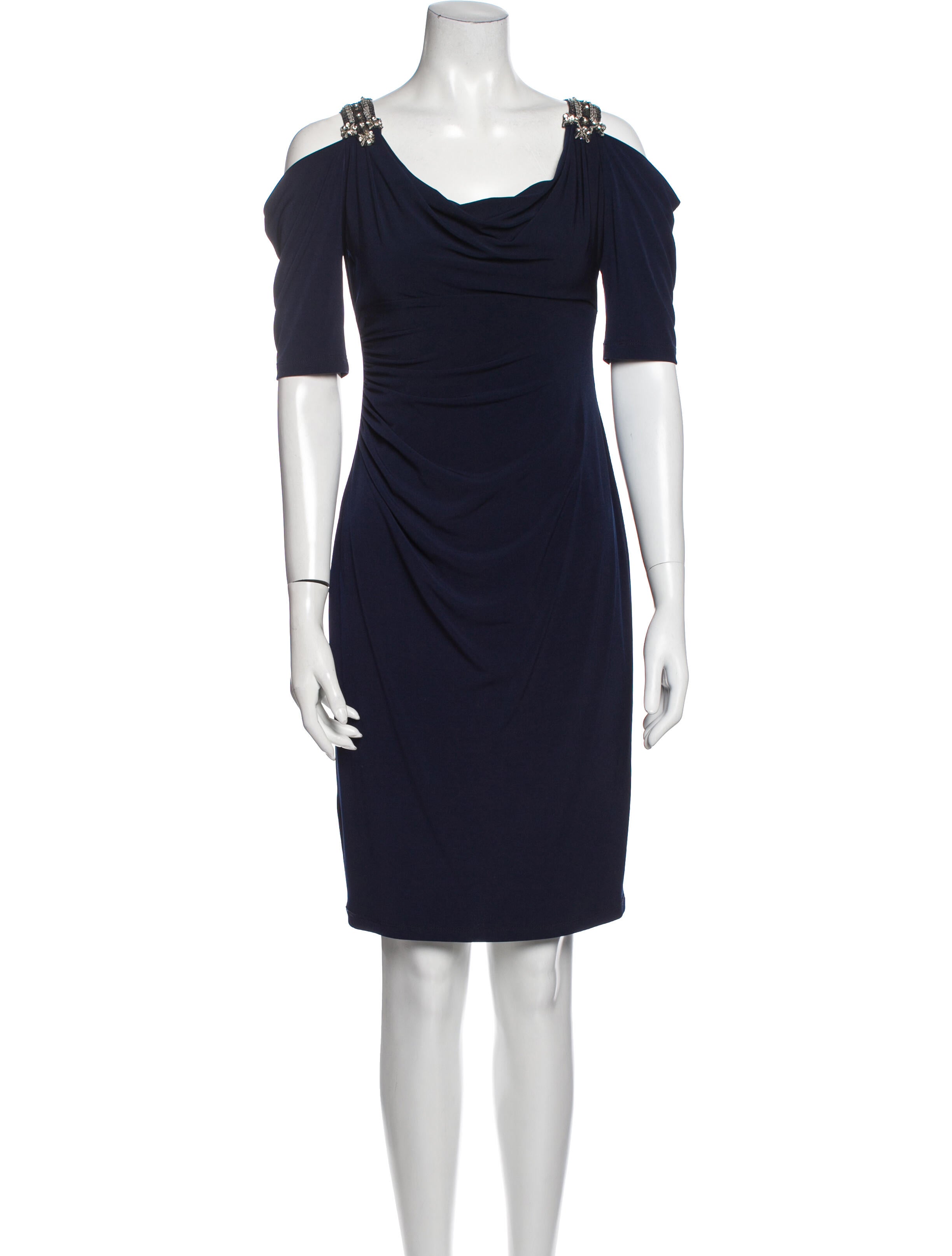 David Meister Cowl Neck Knee-Length Dress