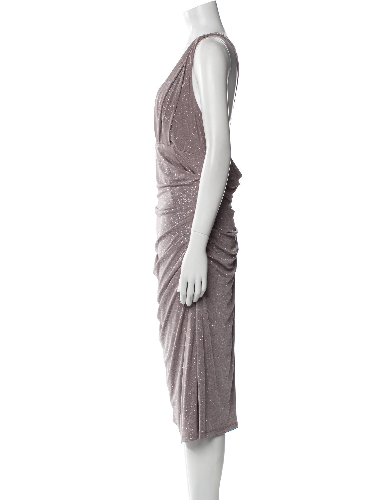 David Meister V-Neck Midi Length Dress