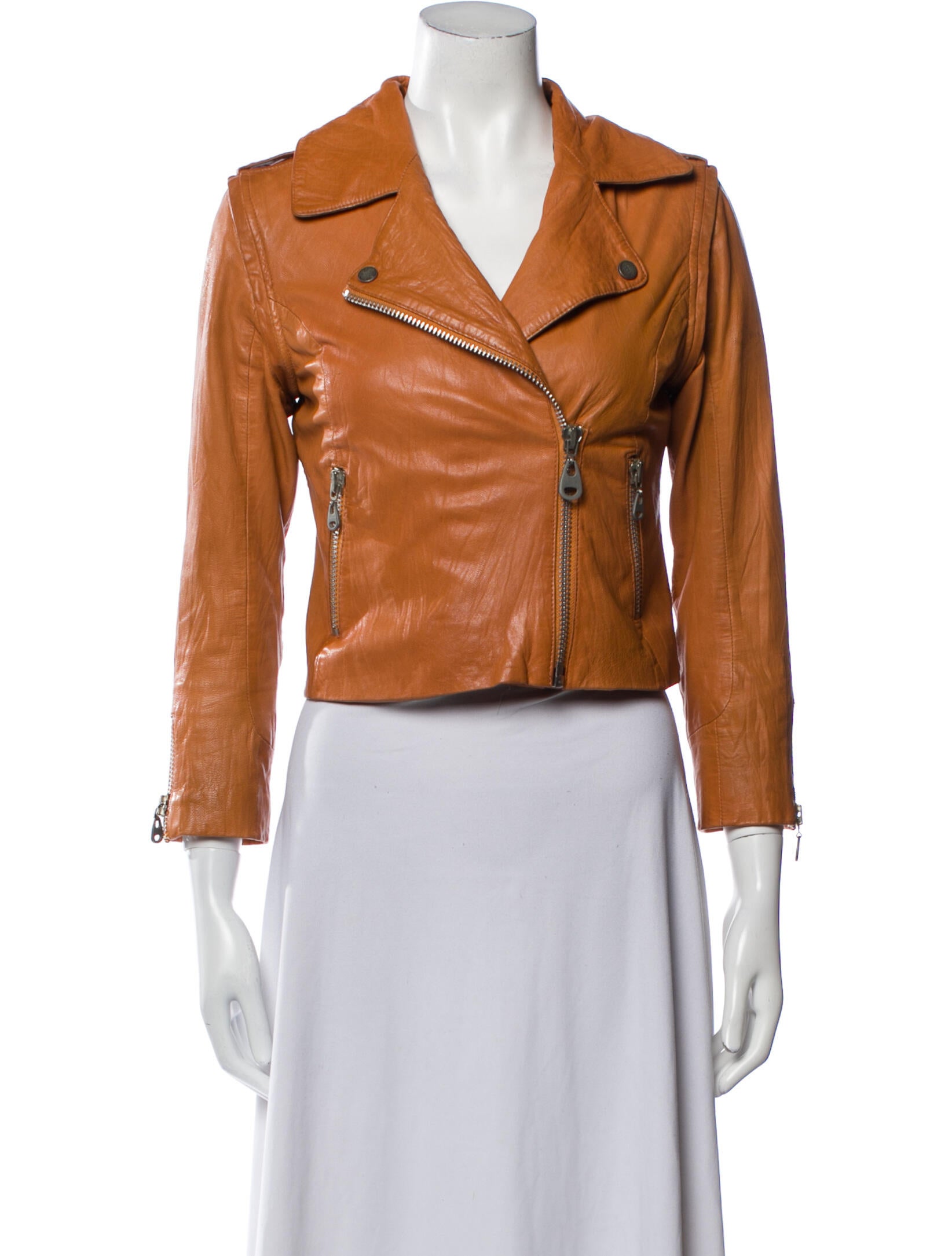 Doma Leather Biker Jacket Orange Jackets, Clothing WDO20872 The