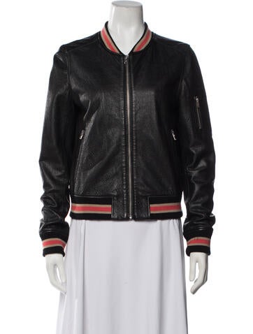 Pre-owned Doma Lamb Leather Bomber Jacket In Black