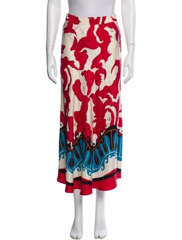 Pre-owned La Double J X Mother Silk Midi Length Skirt In Red