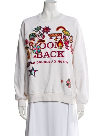 Pre-owned La Double J X Mother Graphic Print Crew Neck Sweatshirt In White