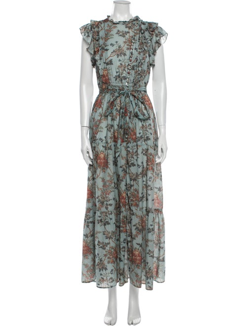 Dôen Floral Print Long Dress Green