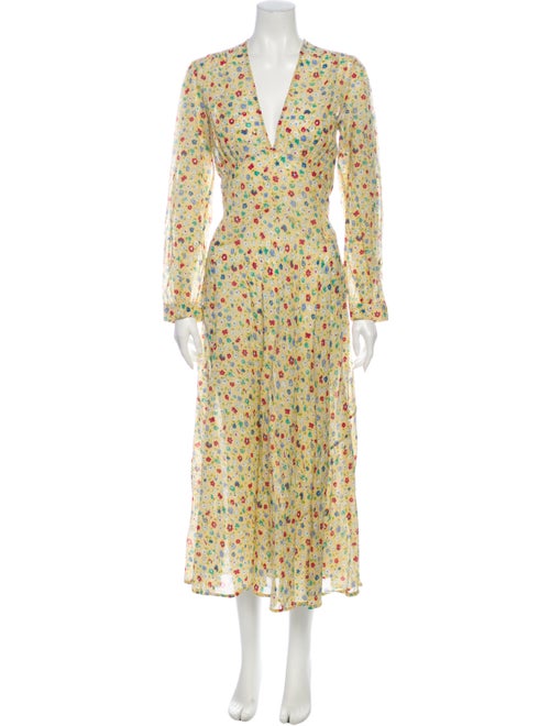Dôen Floral Print Long Dress Yellow