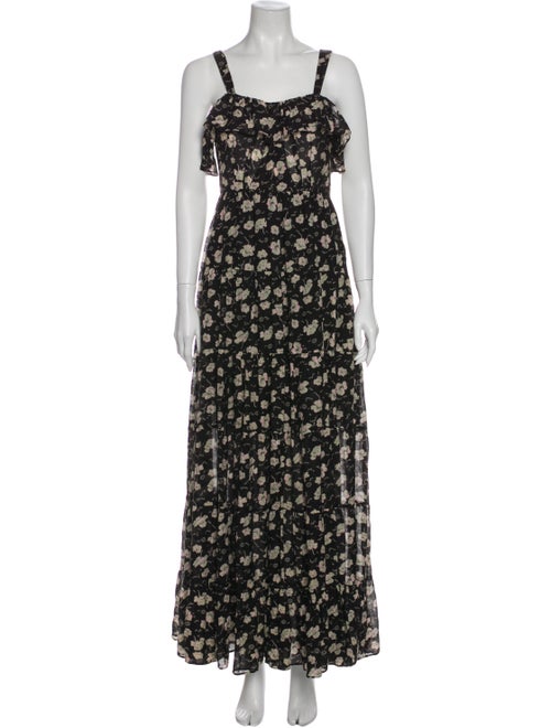 Dôen Floral Print Long Dress Black