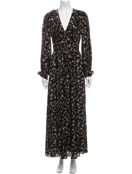 Dôen Printed Maxi Wrap Dress Black