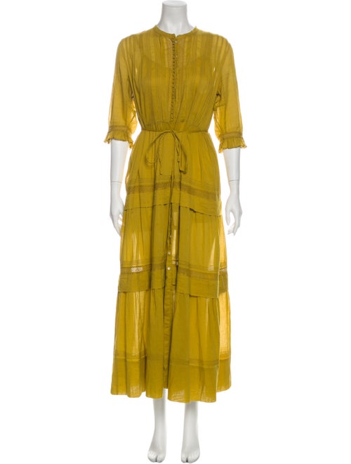 Dôen Crew Neck Long Dress Yellow