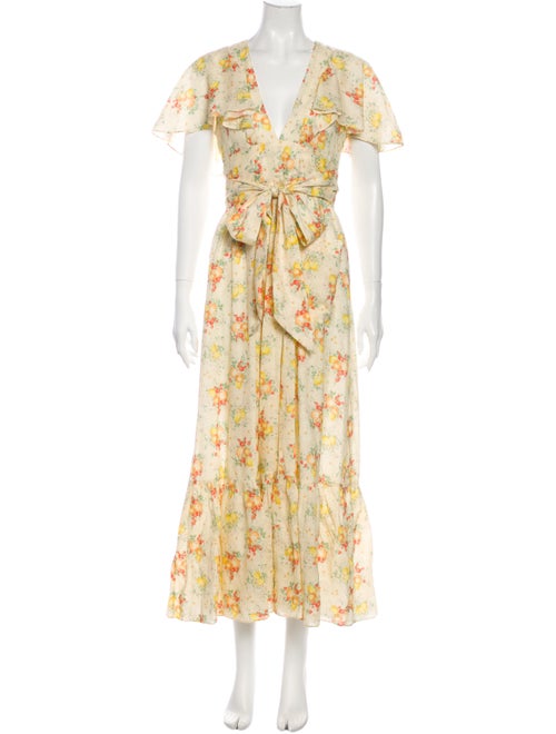 Dôen Floral Print Long Dress Yellow