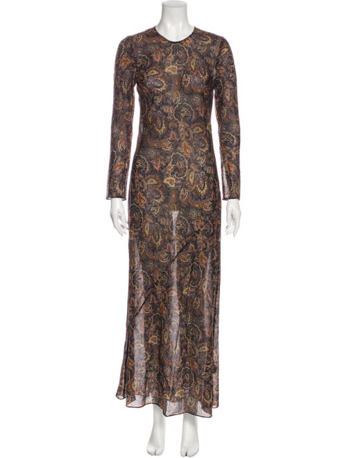 Dôen Paisley Print Long Dress Brown