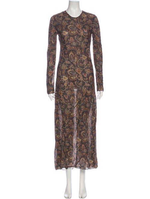 Dôen Paisley Print Long Dress Brown