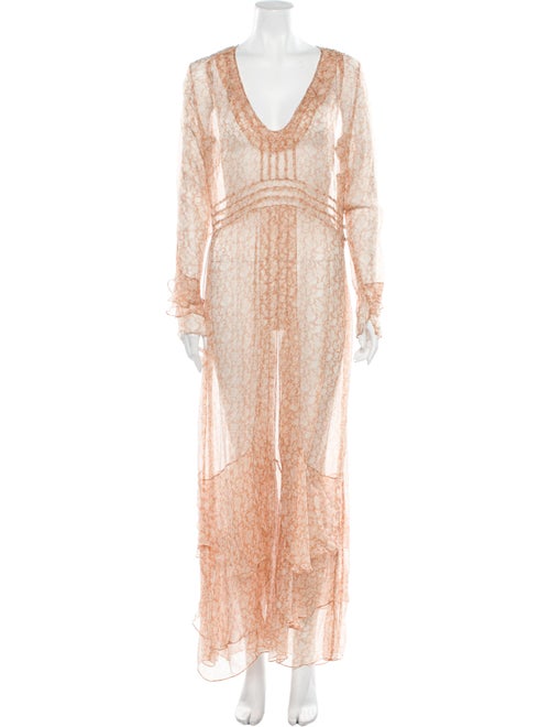 Dôen Silk Long Dress Orange