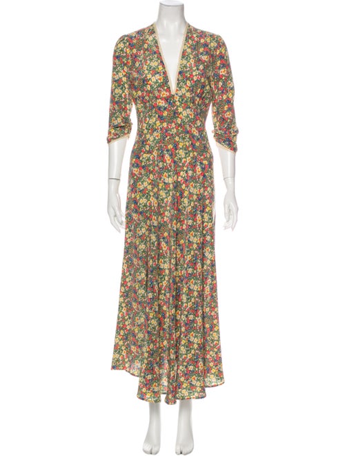 Dôen Silk Long Dress Green