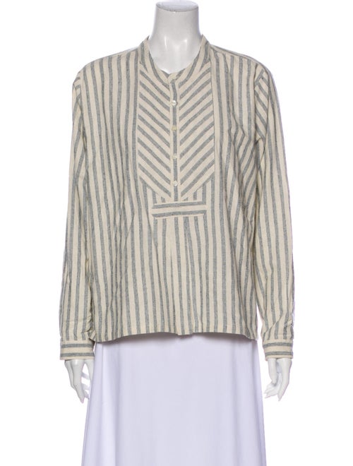 Dôen Silk Striped Button-Up Top