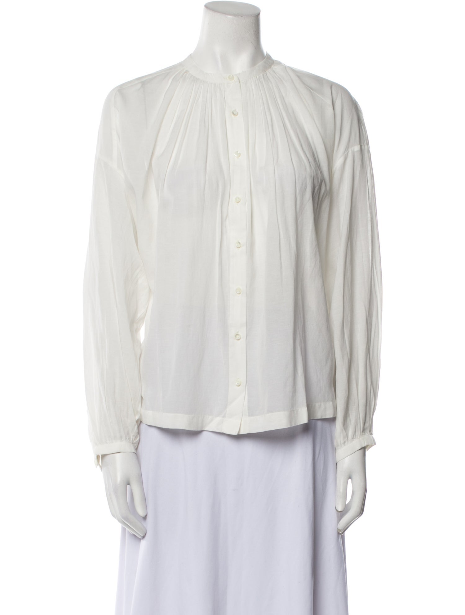 DÔEN Mock Neck Long Sleeve Button-Up Top w/ Tags - White Tops, Clothing ...