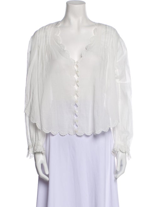 DÔEN V-Neck Three-Quarter Sleeve Blouse