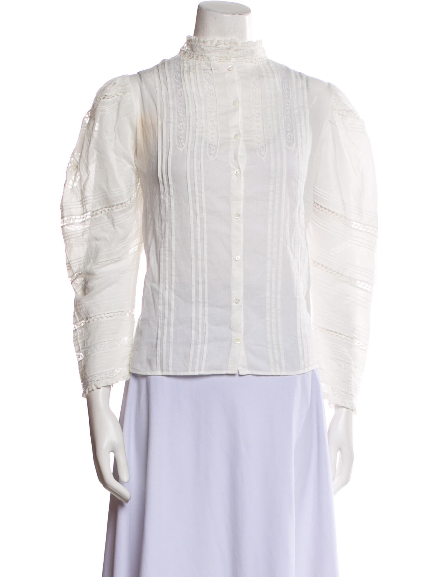 DÔEN Mock Neck Three-Quarter Sleeve Button-Up Top w/ Tags - White Tops ...