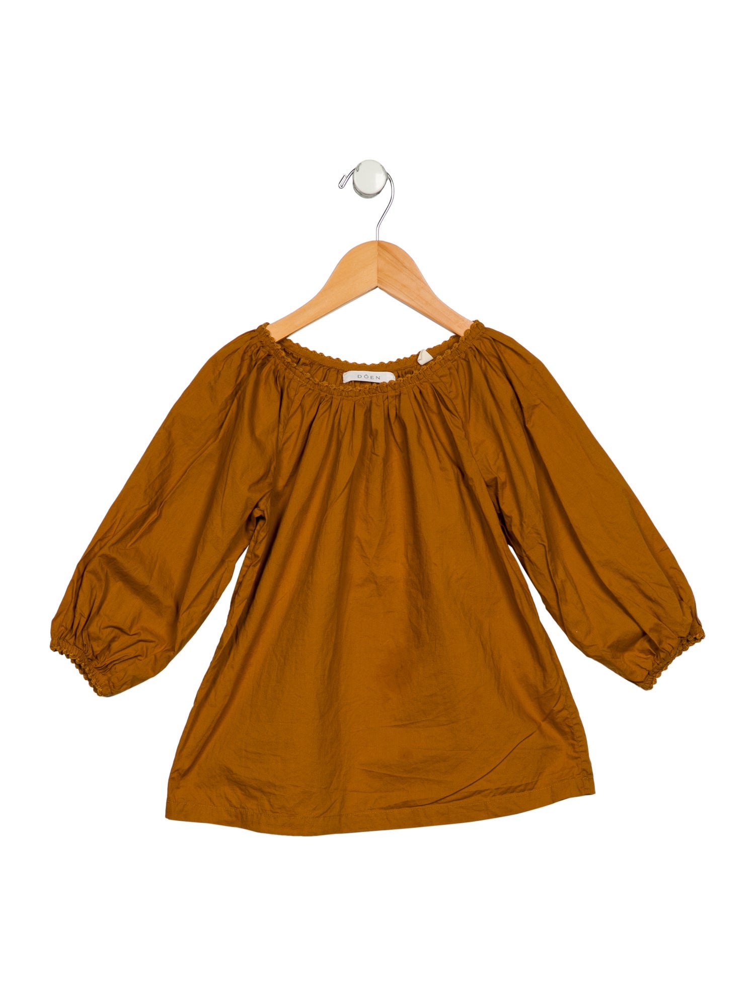 DÔEN Toddler Girls' Solid Crochet-Trimmed Long Sleeve Dress