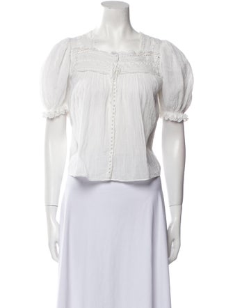 DÔEN Square Neckline Short Sleeve Crop Top