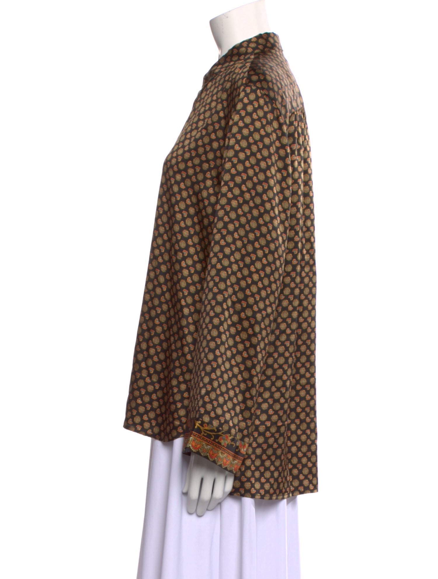 DÔEN Silk Printed Button-Up Top