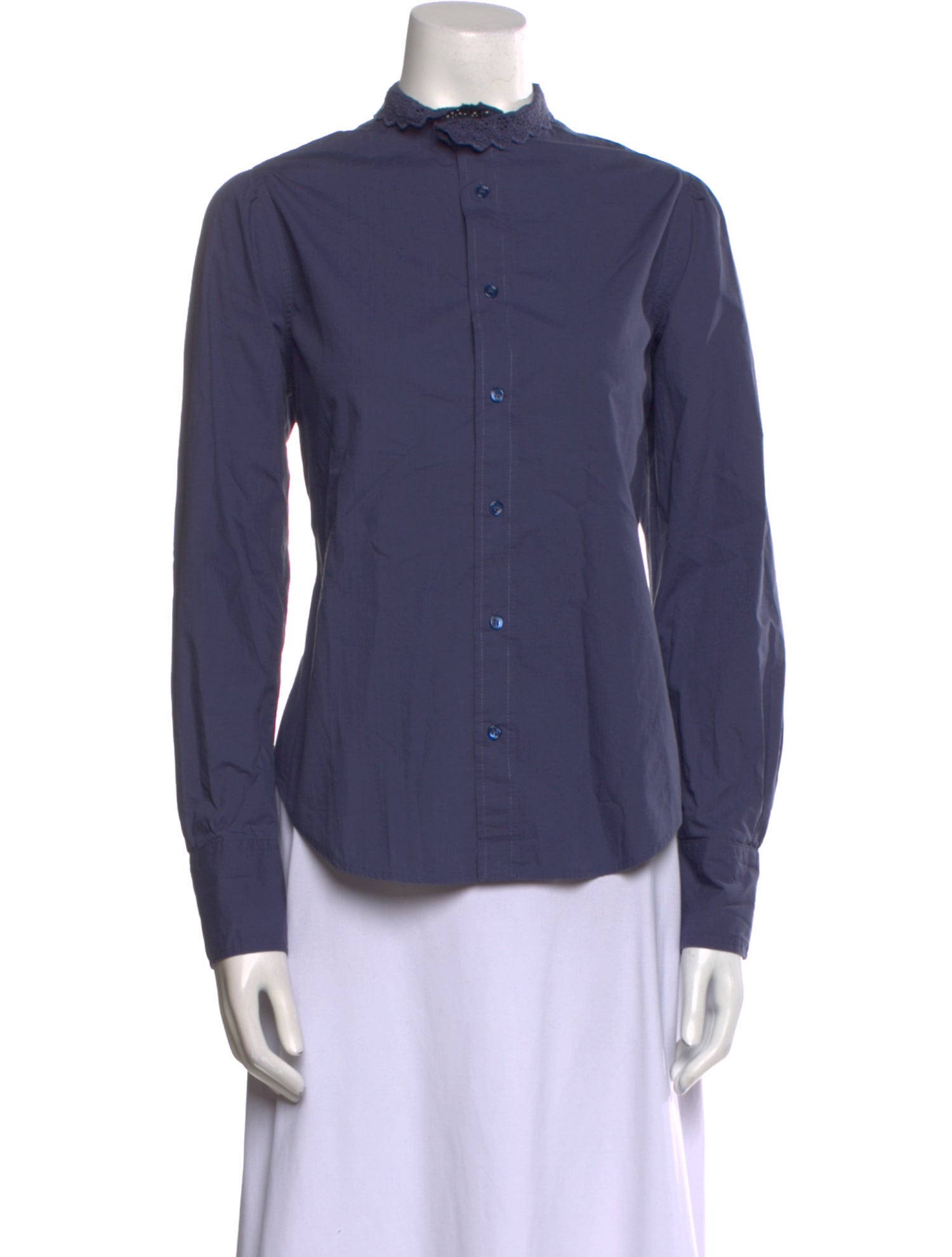 DÔEN Mock Neck Long Sleeve Button-Up Top
