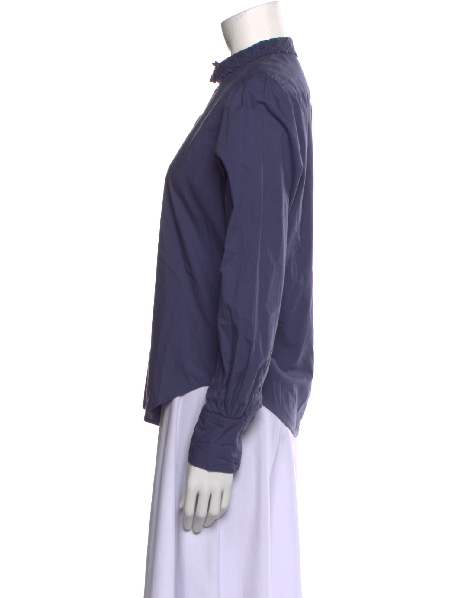 DÔEN Mock Neck Long Sleeve Button-Up Top