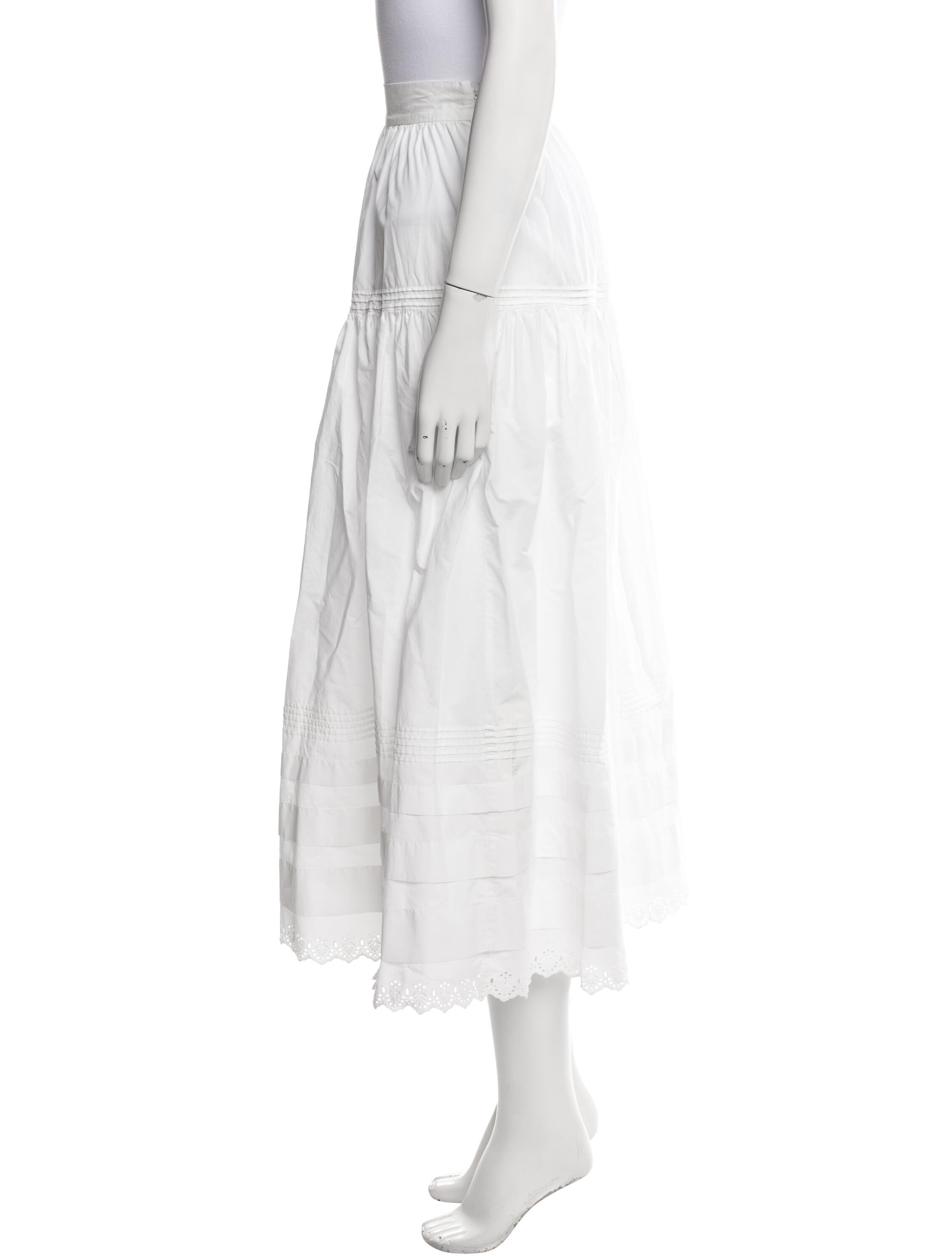 DÔEN Eyelet Trim Midi Length Skirt