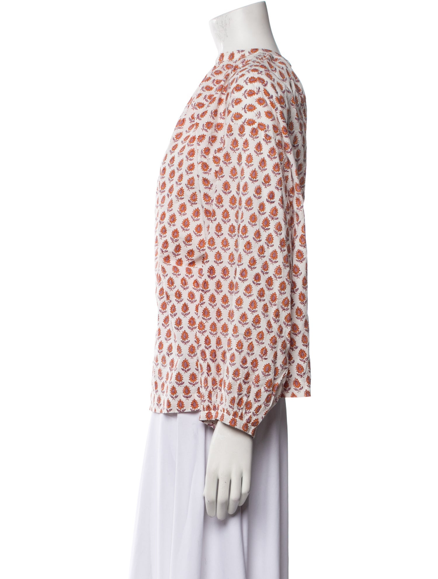 DÔEN Printed Mock Neck Blouse