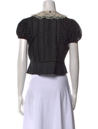 DÔEN Polka Dot Print Short Sleeve Crop Top