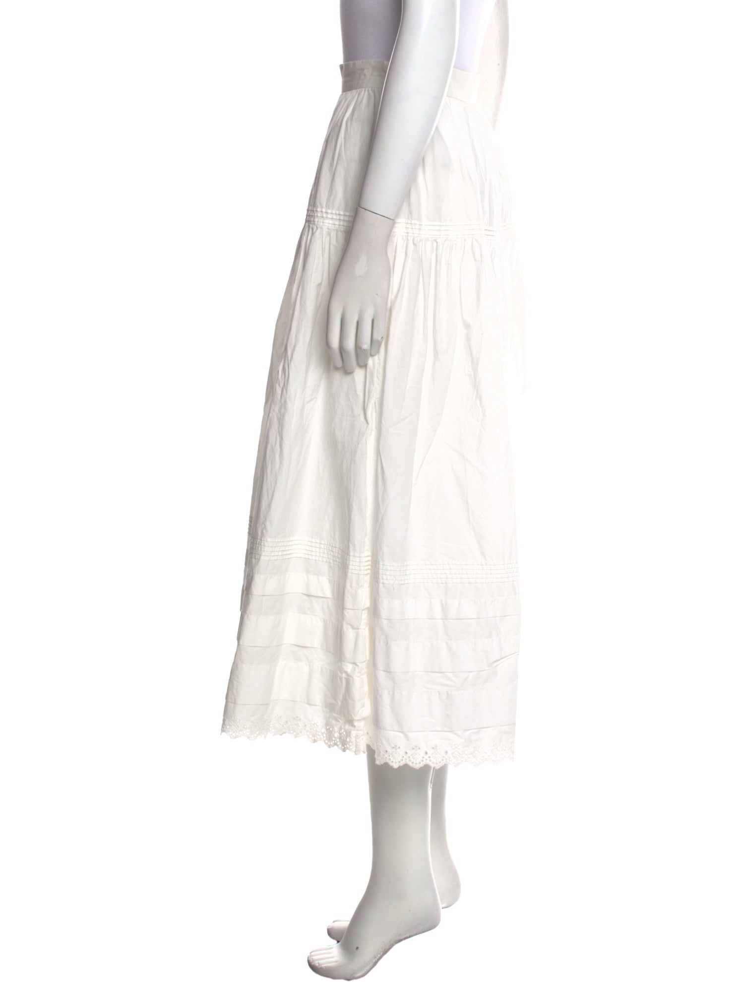 DÔEN Eyelet Trim Midi Length Skirt