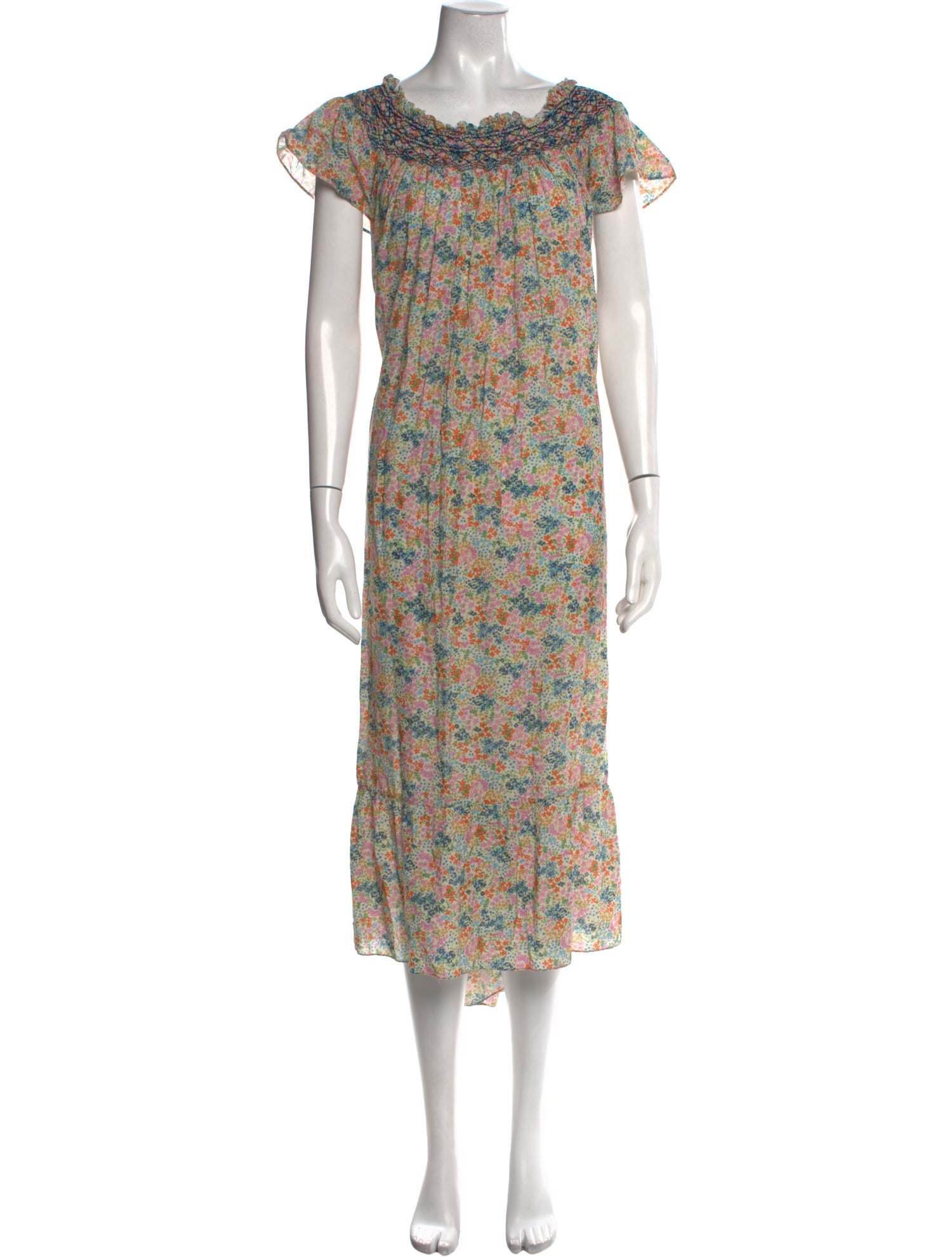 DÔEN Floral Print Midi Length Dress