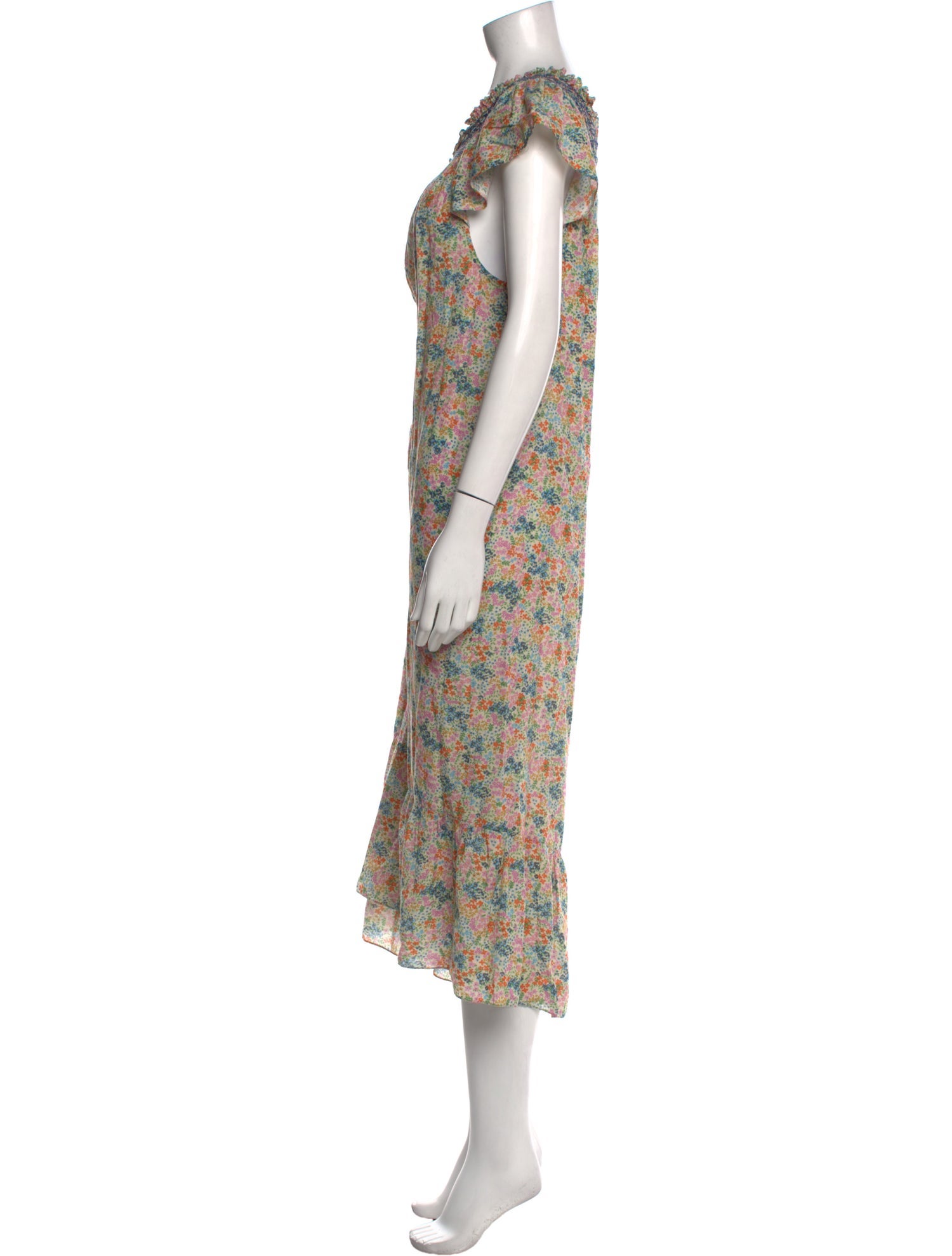 DÔEN Floral Print Midi Length Dress