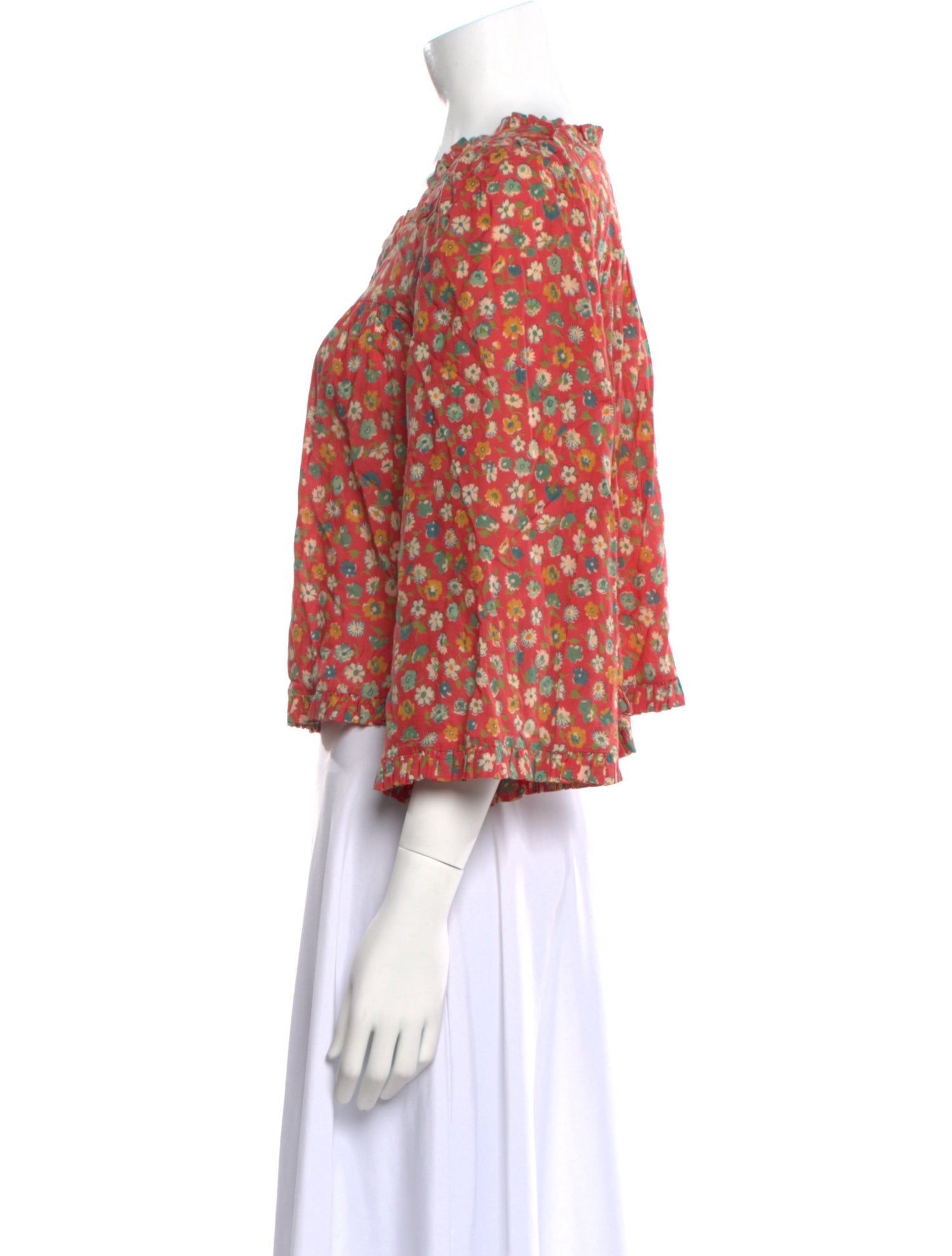 DÔEN Floral Print Square Neckline Crop Top
