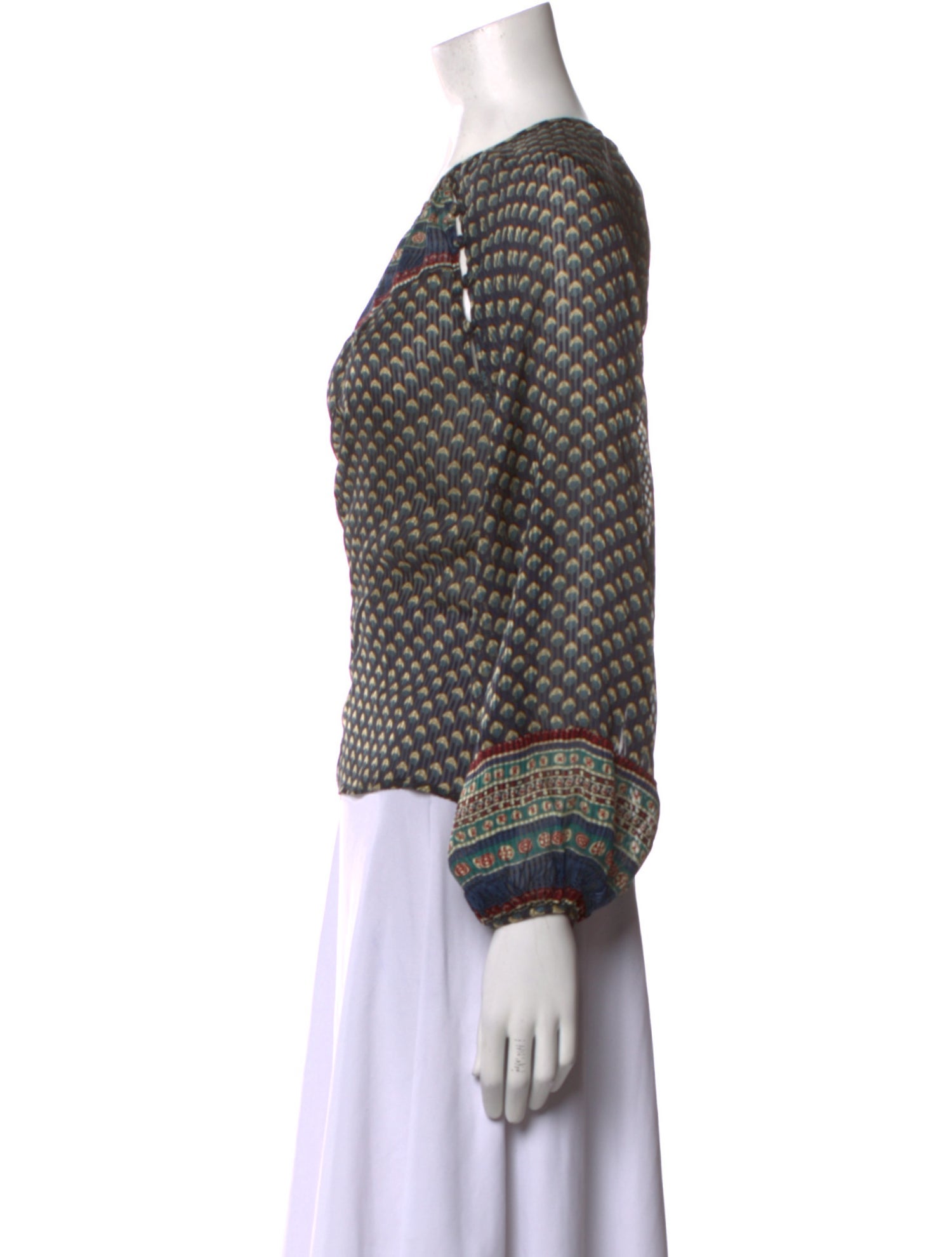 DÔEN Printed Scoop Neck Blouse