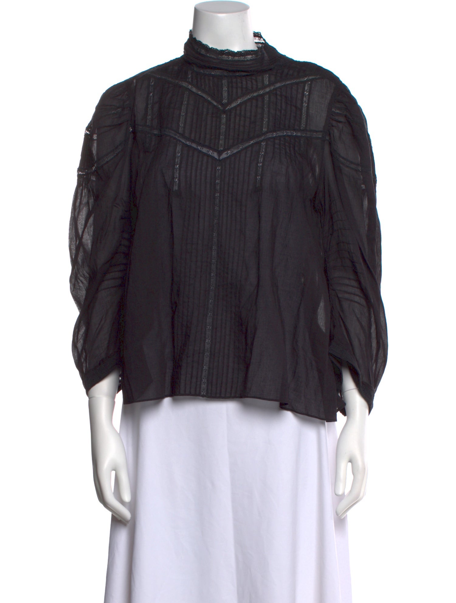 DÔEN Mock Neck Three-Quarter Sleeve Blouse