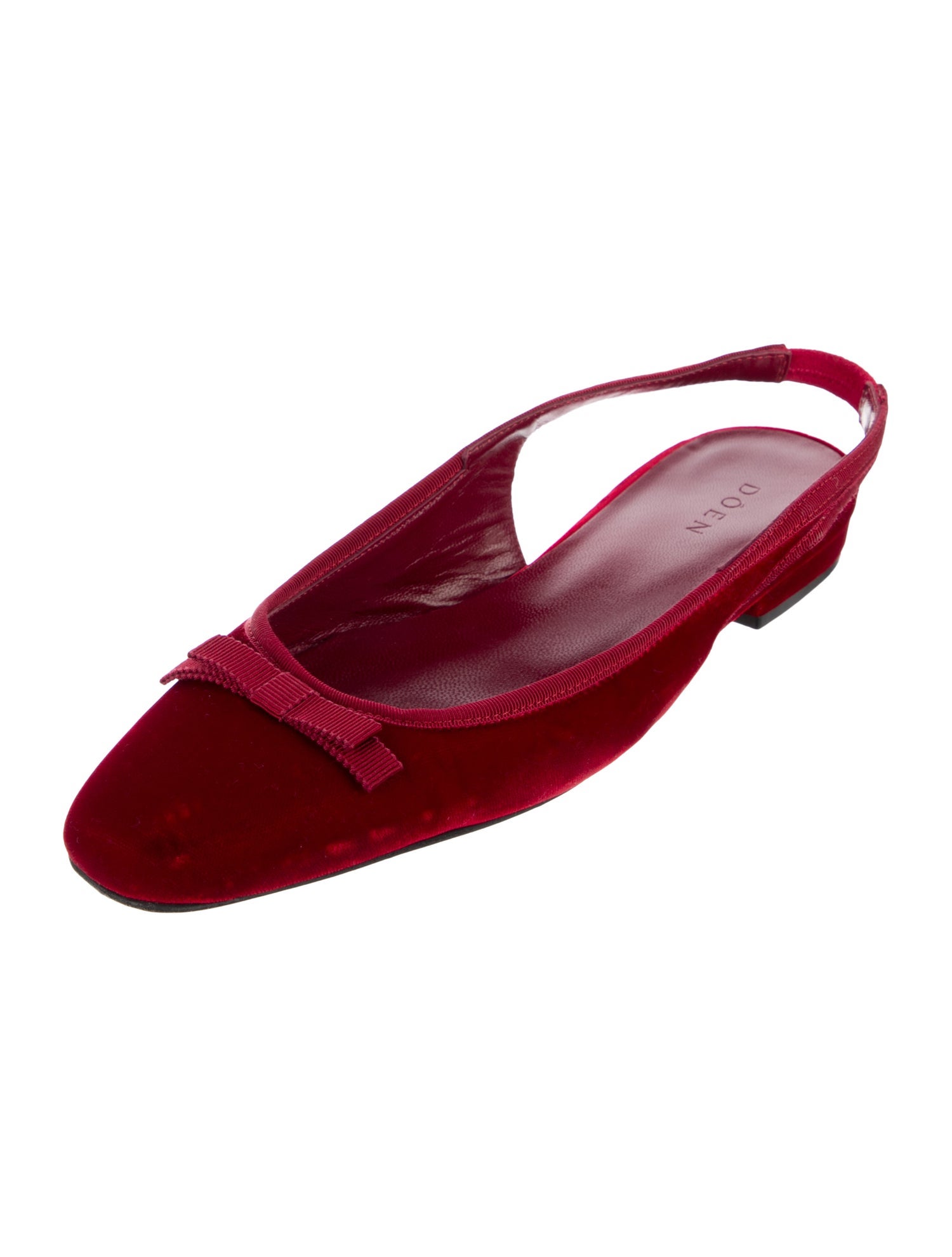 DÔEN Velvet Bow Accents Slingback Flats