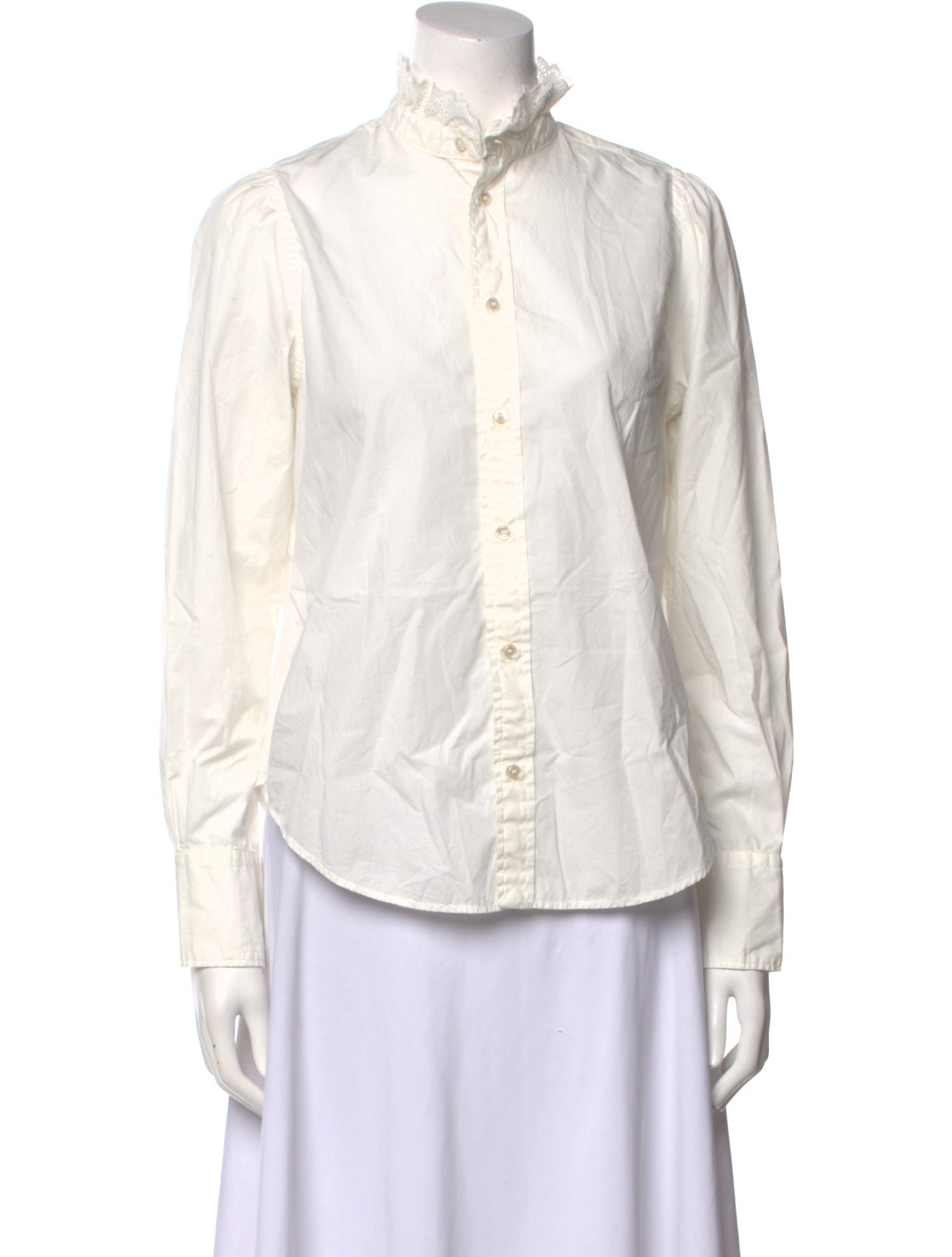 DÔEN Mock Neck Long Sleeve Button-Up Top