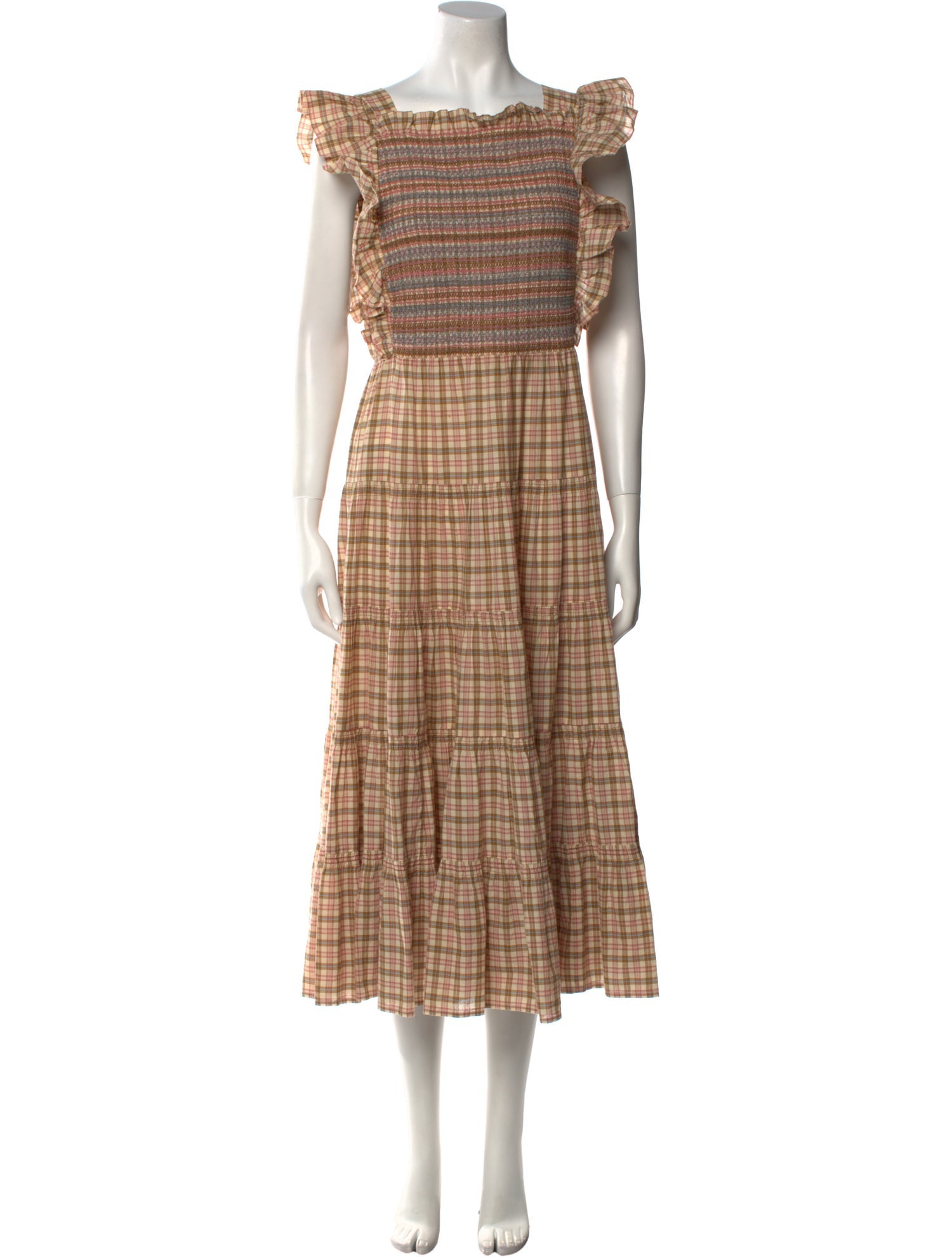 DÔEN Plaid Print Long Dress